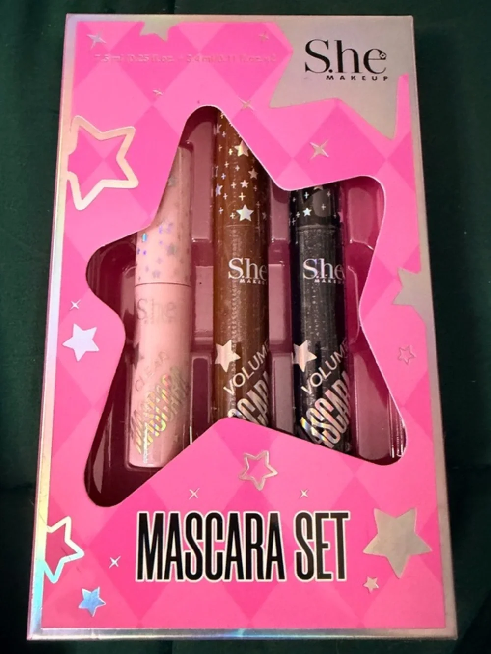 She Makeup Mascara Set - Clear/ Brown / Black Volumizing Trio
